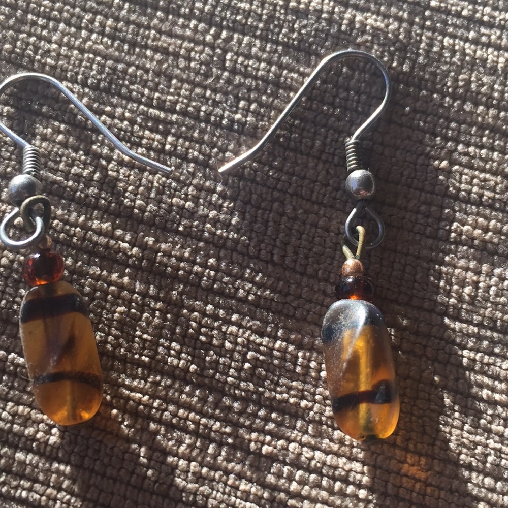 Amber Colored Oval Drop Earrings